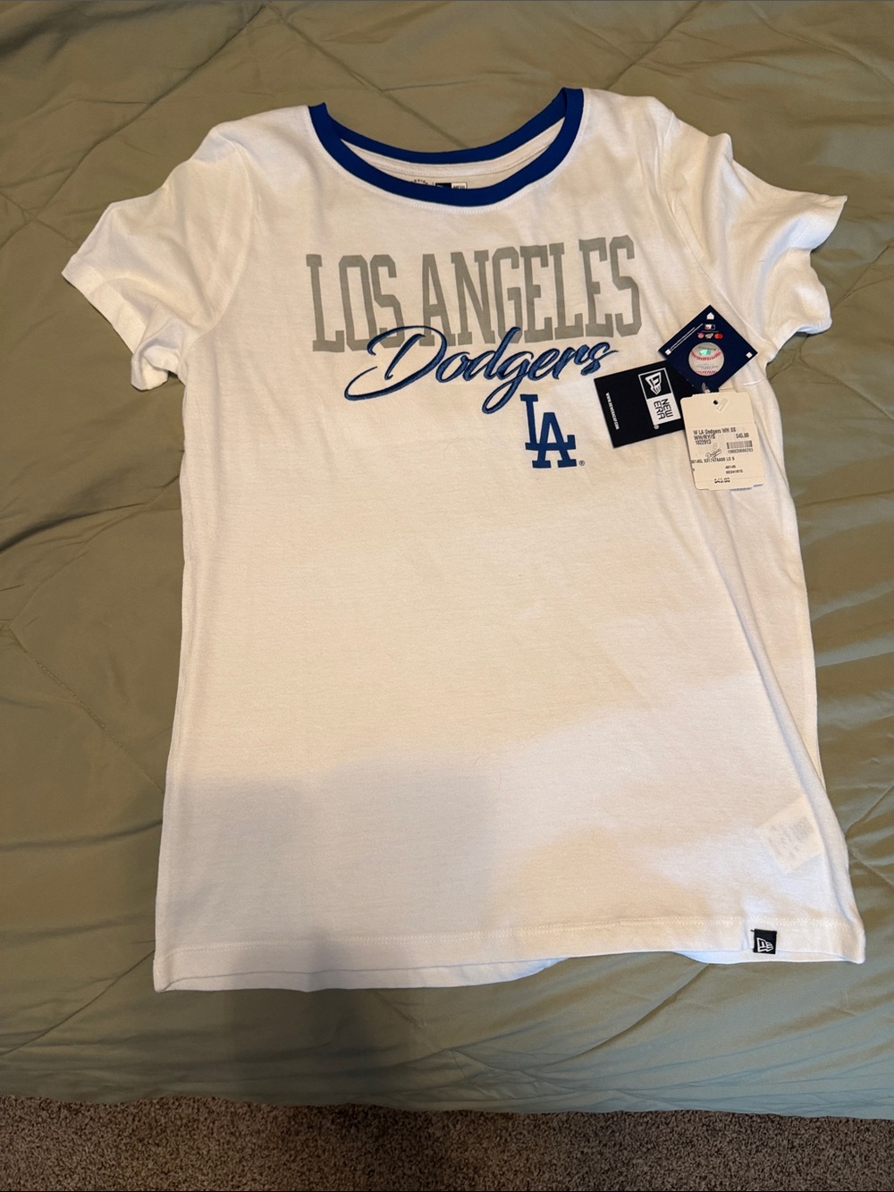 New Era White & Blue Los Angeles Dodgers Short Sleeve Tee